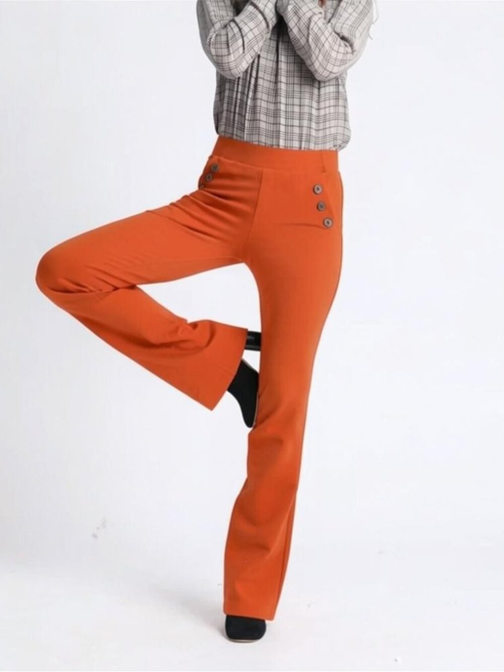 New Betabrand Pumpkin Pie Bootcut Six Button Dress Pant Yoga Pants Small Petite